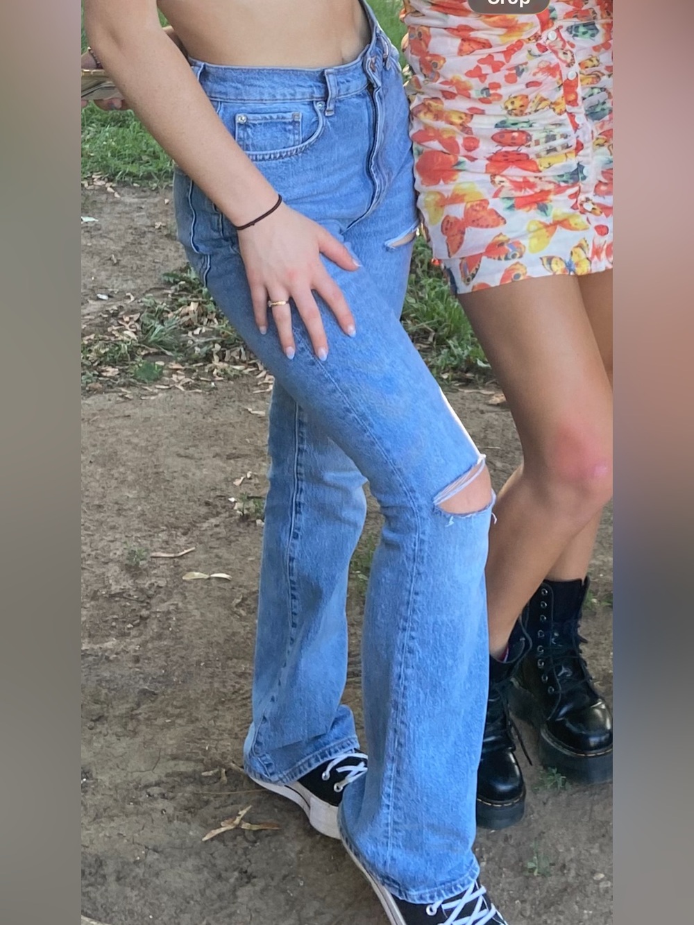 BDG Light Blue Distressed Flare Jeans